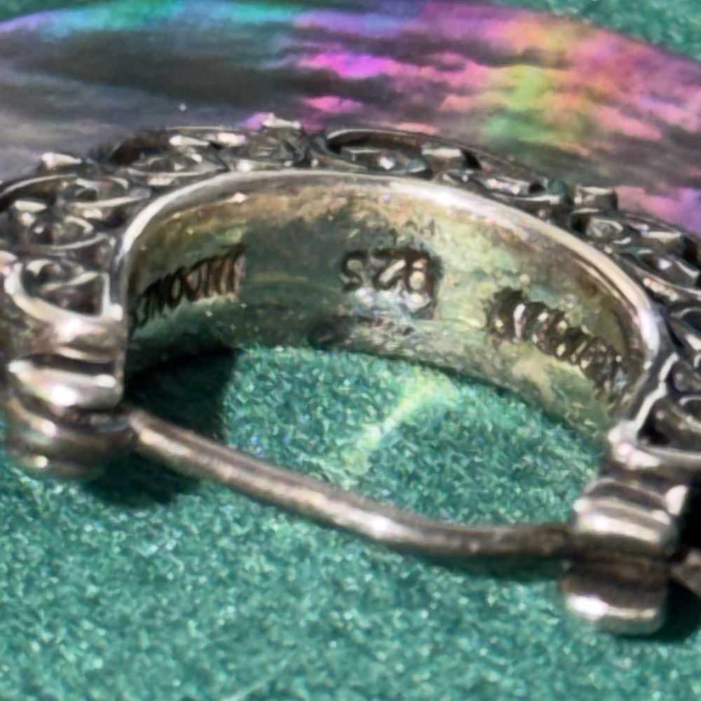 Mother of pearl 925 Silver Hoop Earrings - Picture 3 of 5